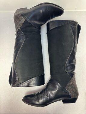 Vintage 80's CHANTAL Italian Leather Suede Women's 5.5M Boots Black Vero Cuoio